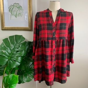 NWT Zara Red Plaid Shirt